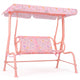 2-Seater Kids Porch Swing with Adjustable Canopy for Backyard and Garden
