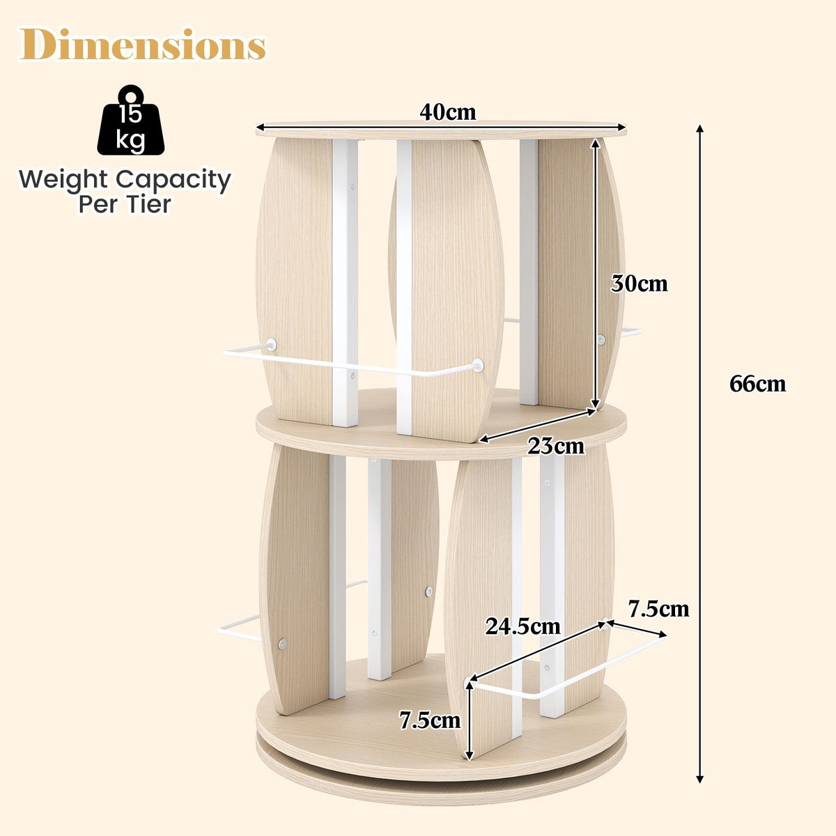 2/3-Tier Rotating Bookshelf Tower with Display Stands