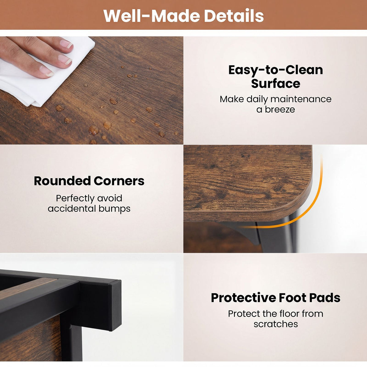 2-Tier Center Table with Storage Shelf and X Side Frames for Small Space and Home Office Apartment