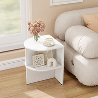 2-Tier Half Moon Side Table with Open Shelves for Small Space and Living Room