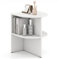 2-Tier Half Moon Side Table with Open Shelves for Small Space and Living Room