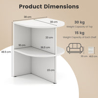 2-Tier Half Moon Side Table with Open Shelves for Small Space and Living Room