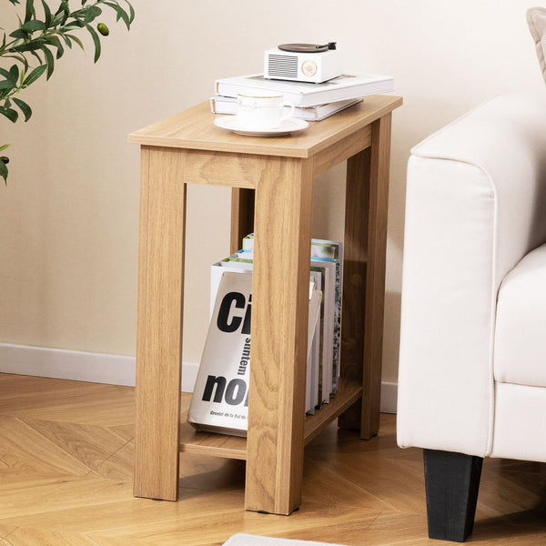 2-Tier Modern End Table with Storage Shelf for Small Spaces