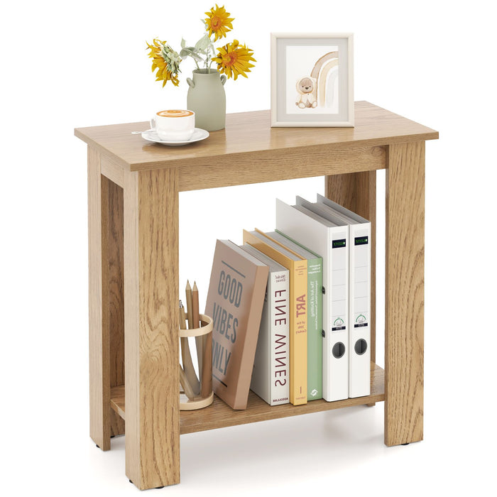 2-Tier Modern End Table with Storage Shelf for Small Spaces