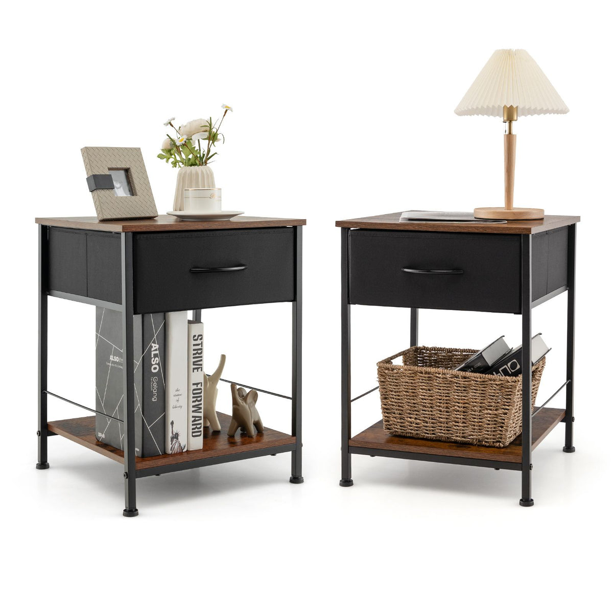 Giantex 2-Tier Nightstand Compact Sofa Side & Bedside Table