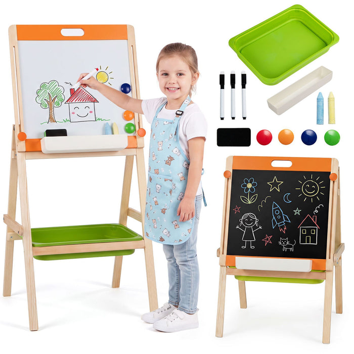 2-in-1 Art Easel for Kids Double-Sided Wooden Adjustable Easel