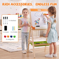 2-in-1 Art Easel for Kids Double-Sided Wooden Adjustable Easel