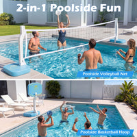 2-in-1 Pool Basketball Hoop and amp with Weighted Base and 2 Basketballs