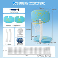 2-in-1 Pool Basketball Hoop and amp with Weighted Base and 2 Basketballs