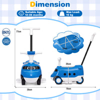 2-in-1 Ride On Push Car for Toddlers 1-3 Years Old with Horn and Storage