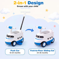 2-in-1 Ride On Push Car for Toddlers 1-3 Years Old with Horn and Storage
