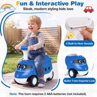 2-in-1 Ride On Push Car for Toddlers 1-3 Years Old with Horn and Storage