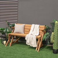 2-in-1 Transforming Interchangeable Wooden Picnic Table with Built-in Umbrella Hole
