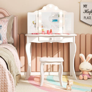 Kids 2-in-1 Vanity Table and Stool Set
