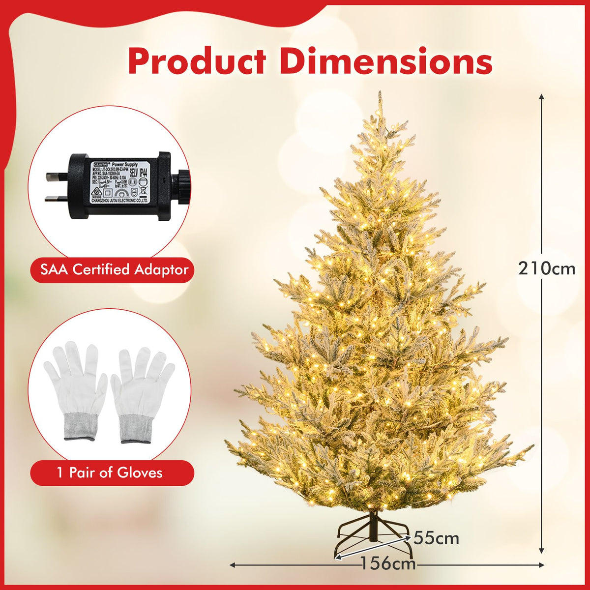 1.8/2.1M Pre-Lit Artificial Christmas Tree with Branch Tips