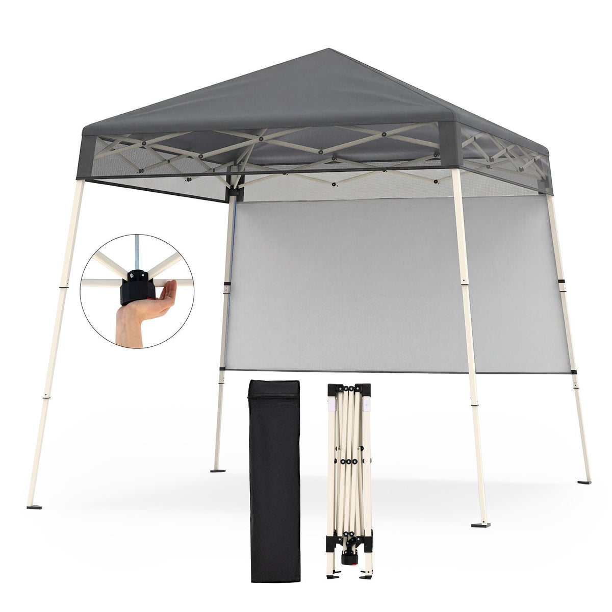 2.1 x 2.1 M Pop-Up Canopy Tent with 1 Push Center Lock for Sports Picnic Camping