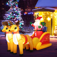 2.3 M Inflatable Christmas Santa Reindeer Sled Christmas Inflatable Santa on Sleigh with Reindeer