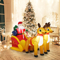 2.3 M Inflatable Christmas Santa Reindeer Sled Christmas Inflatable Santa on Sleigh with Reindeer