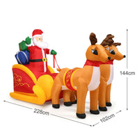 2.3 M Inflatable Christmas Santa Reindeer Sled Christmas Inflatable Santa on Sleigh with Reindeer