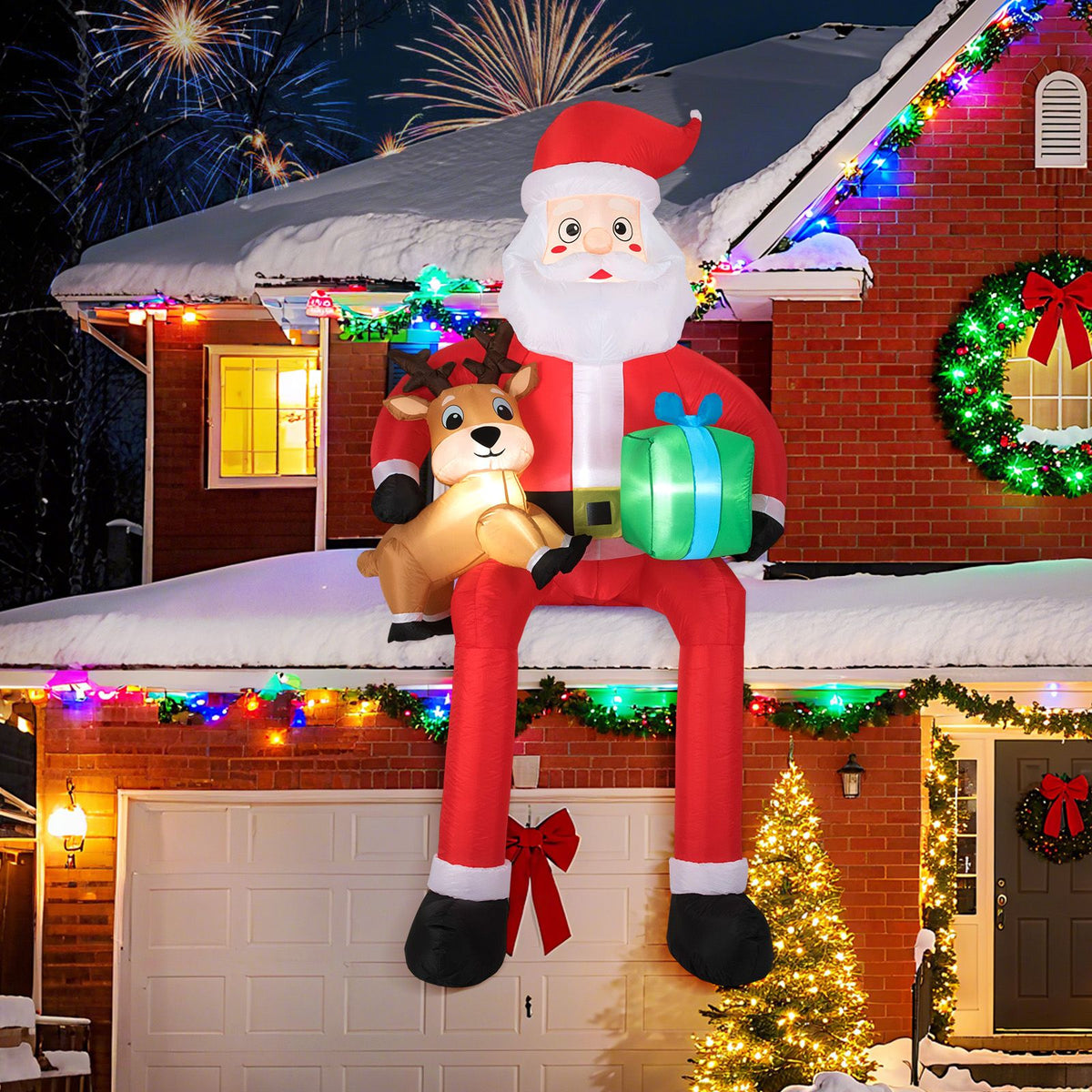 2.9 M Christmas Inflatable Santa Outdoor Decoration Blow up Sitting Santa Claus