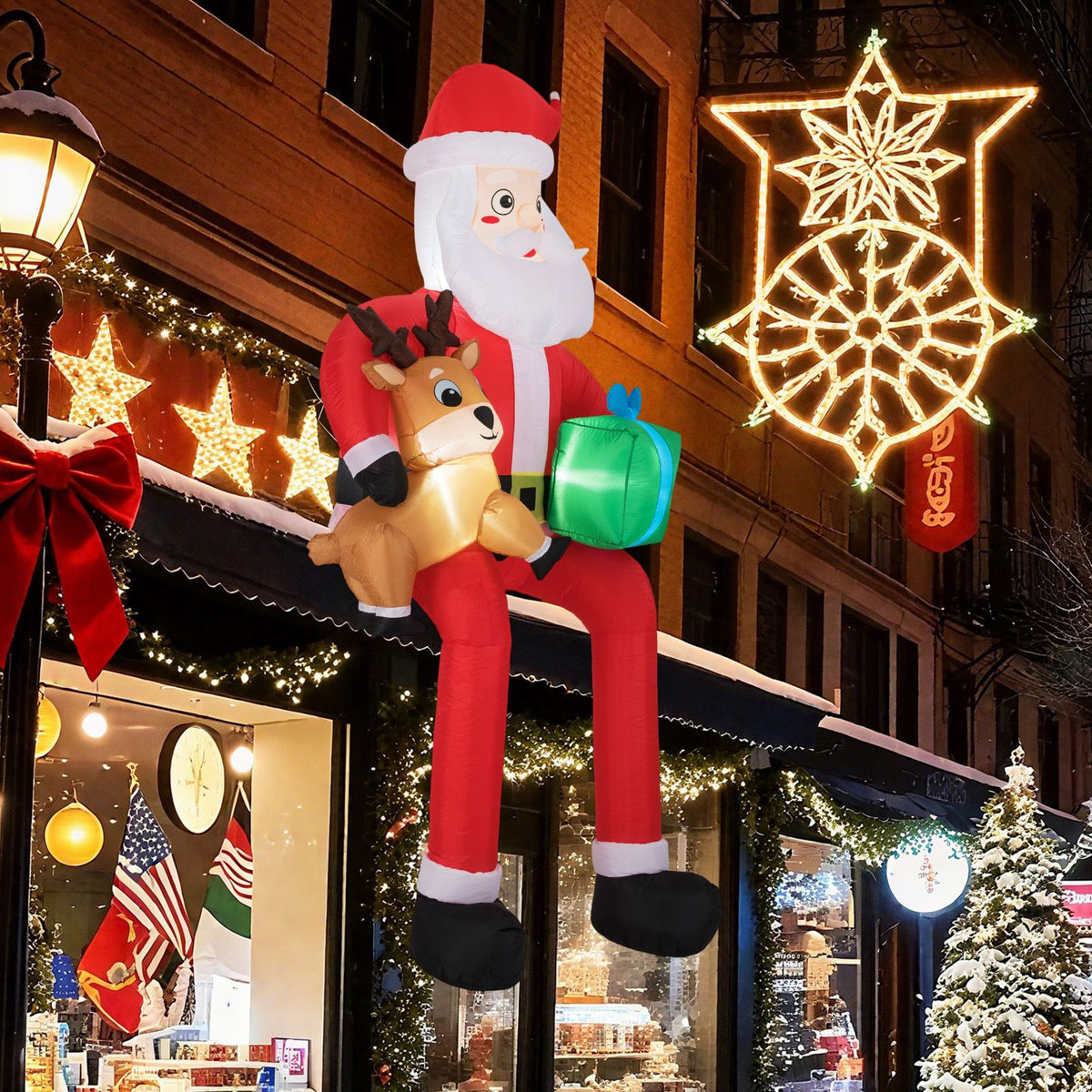 2.9 M Christmas Inflatable Santa Outdoor Decoration Blow up Sitting Santa Claus