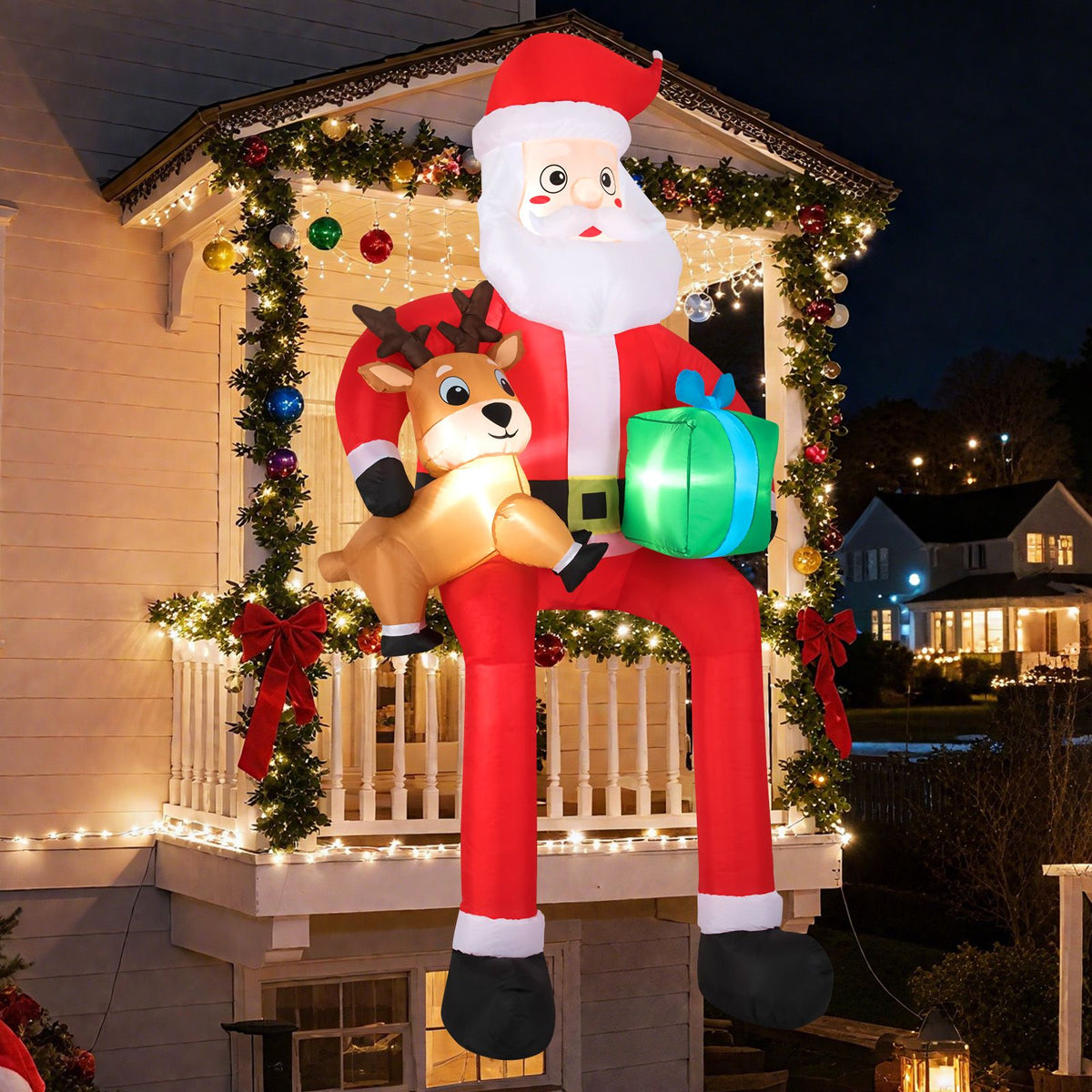 2.9 M Christmas Inflatable Santa Outdoor Decoration Blow up Sitting Santa Claus