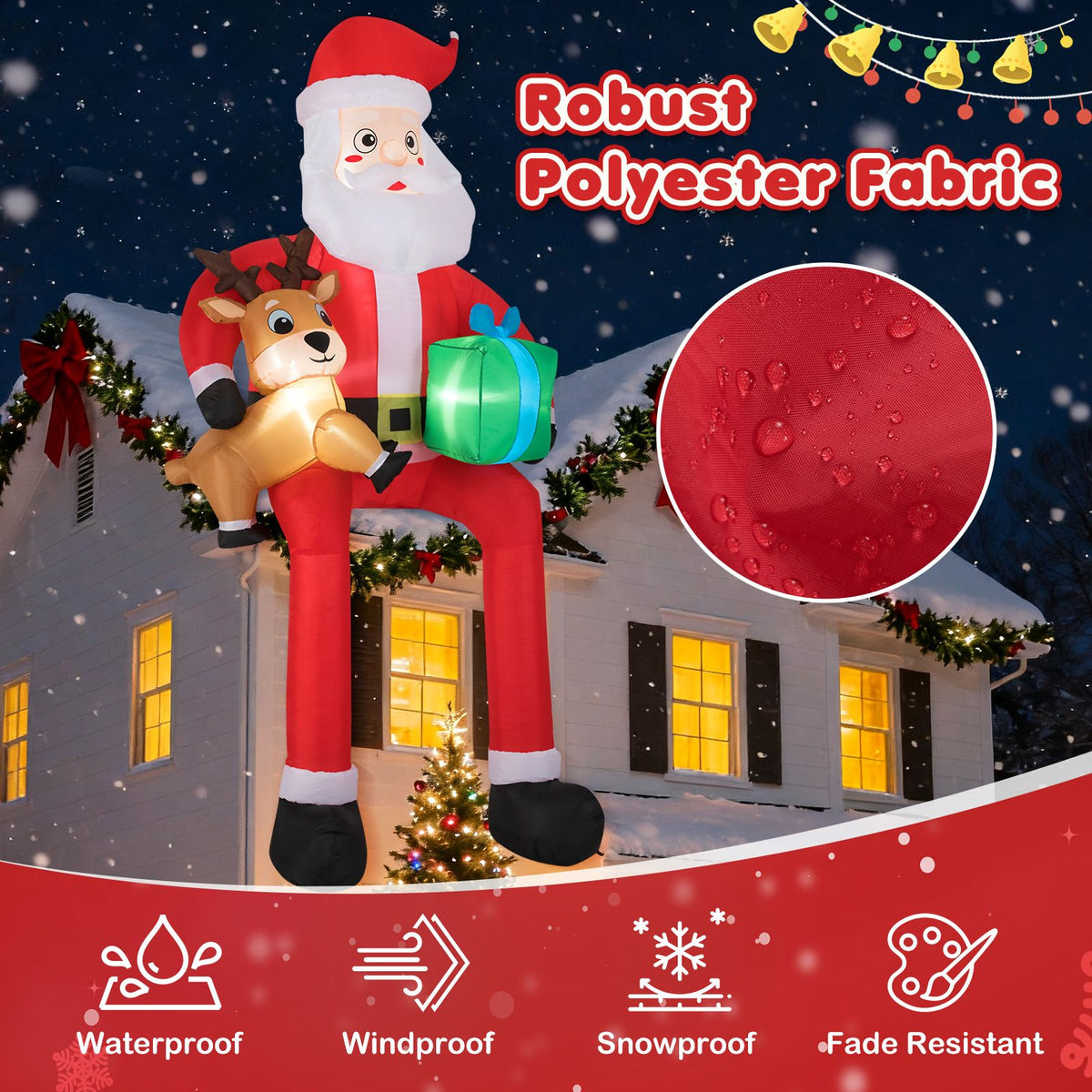 2.9 M Christmas Inflatable Santa Outdoor Decoration Blow up Sitting Santa Claus