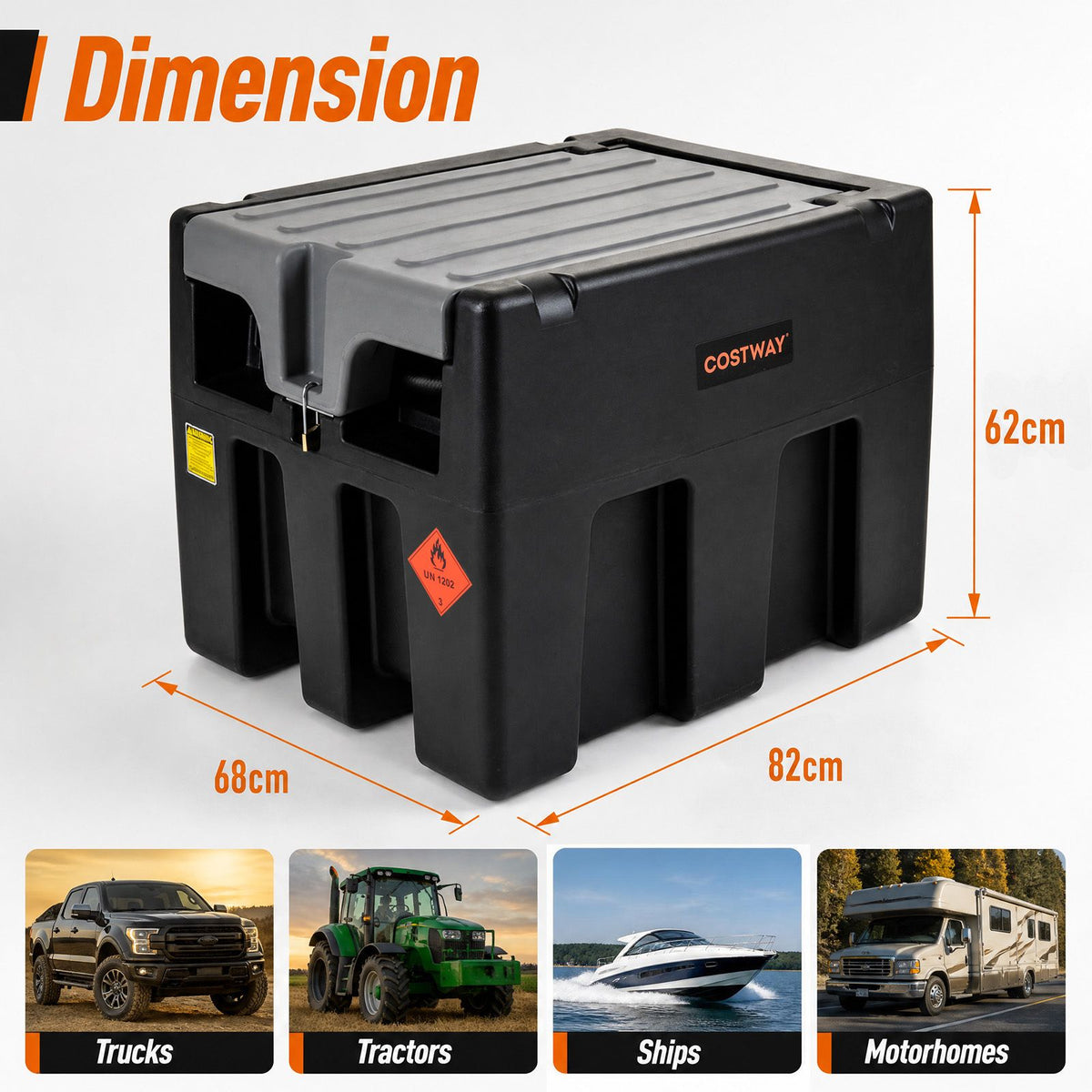 200 L Capacity Portable Diesel Tank 50 L/Min with 12V Electric Transfer Pump