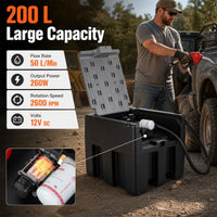 200 L Capacity Portable Diesel Tank 50 L/Min with 12V Electric Transfer Pump