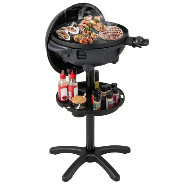 2000W Electric BBQ Grill with 2-Zone Non-Stick Grilling Plate