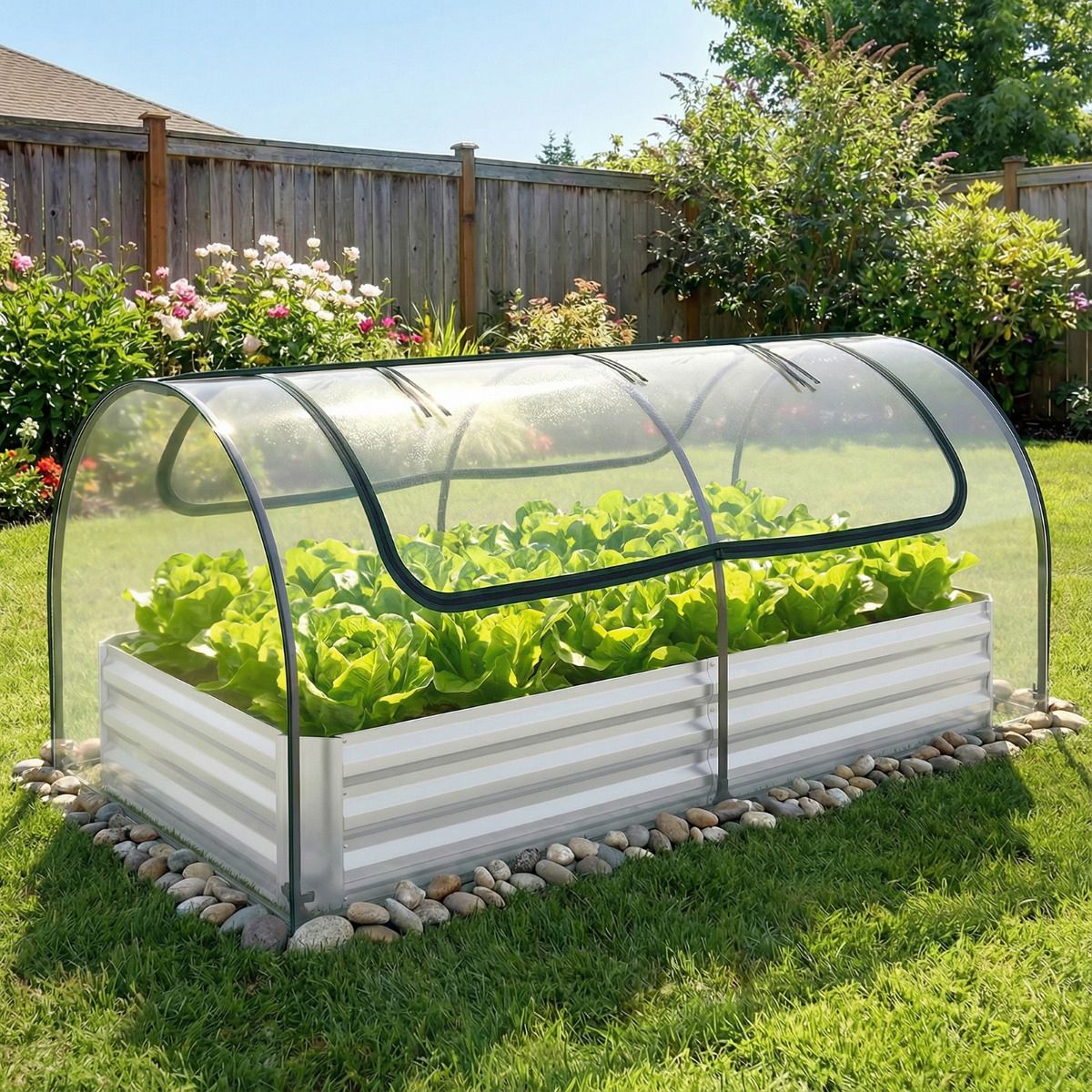 202 x 101 x 81 cm Galvanized Raised Garden Bed with Cover