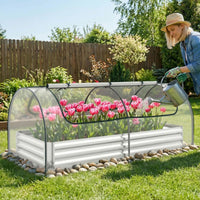 202 x 101 x 81 cm Galvanized Raised Garden Bed with Cover