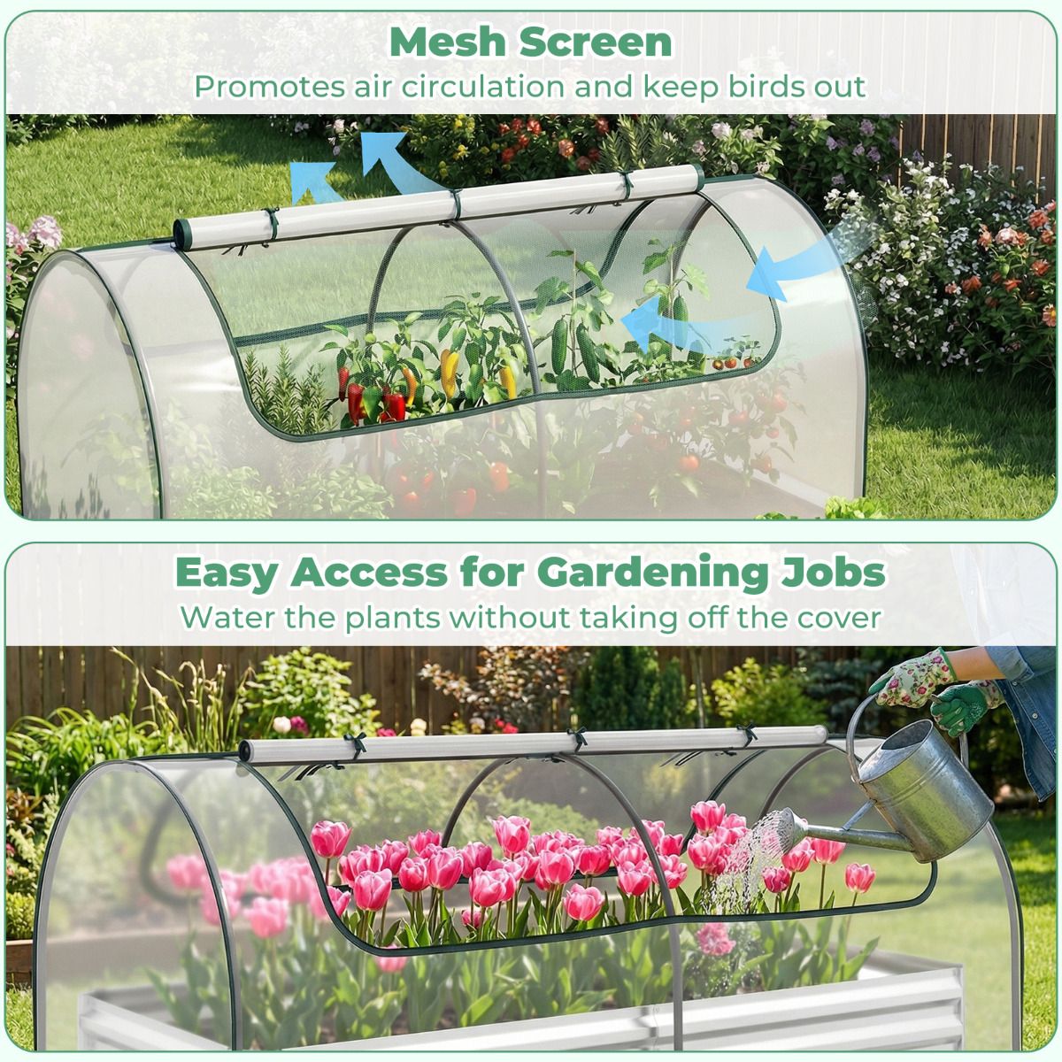 202 x 101 x 81 cm Galvanized Raised Garden Bed with Cover