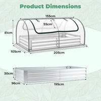 202 x 101 x 81 cm Galvanized Raised Garden Bed with Cover