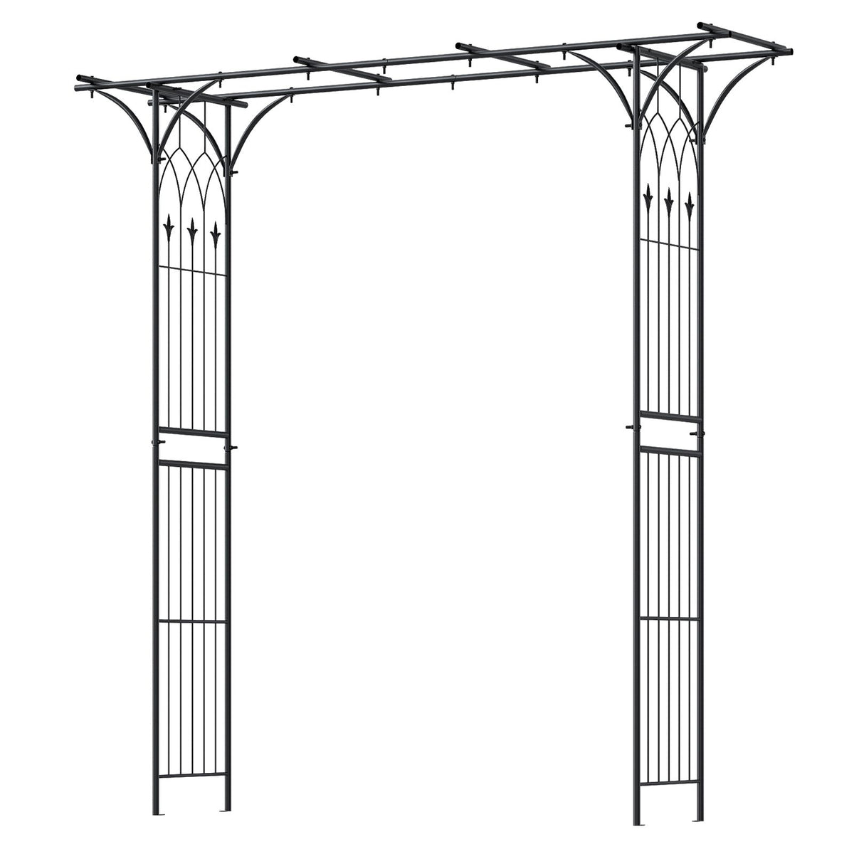 207 cm Flat Top Garden Arch with Trellises for Climbing Plants Outdoor Decor