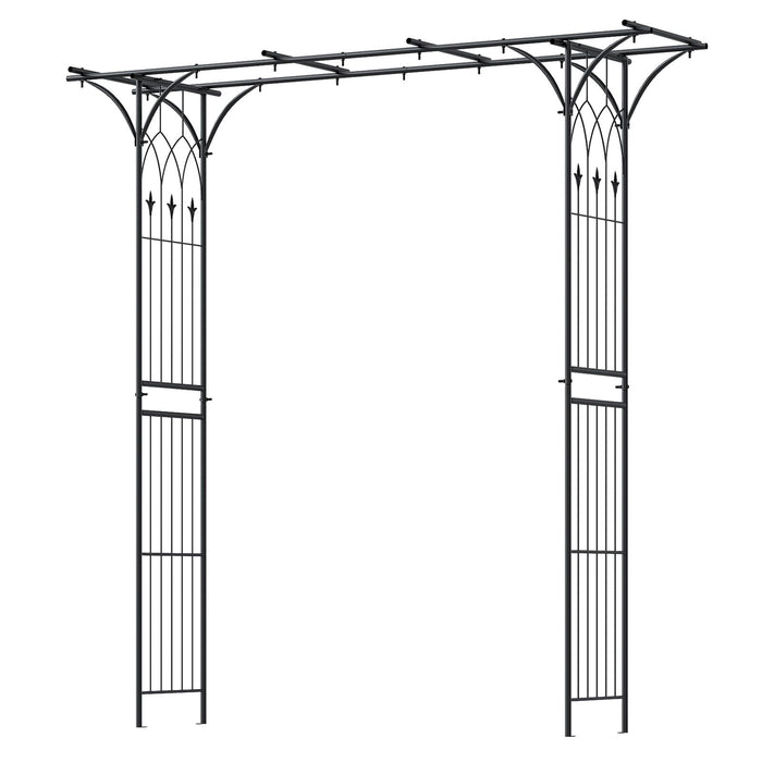 207 cm Flat Top Garden Arch with Trellises for Climbing Plants Outdoor Decor