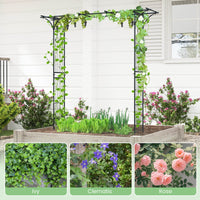 207 cm Flat Top Garden Arch with Trellises for Climbing Plants Outdoor Decor