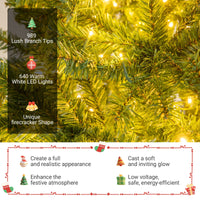 180/210 CM Pre-Lit Artificial Christmas Tree with 635/989 Lush PVC Branch Tips and Foldable Metal Stand