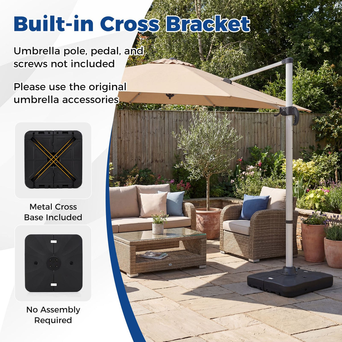 210 KG Outdoor Cantilever Umbrella Base with Wheels