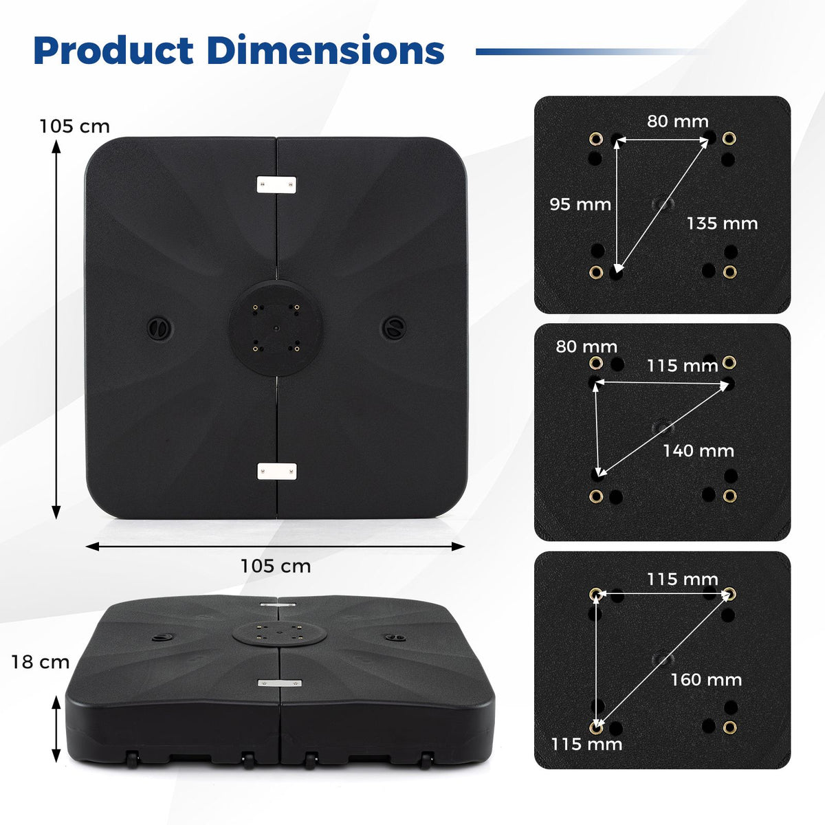 210 KG Outdoor Cantilever Umbrella Base with Wheels