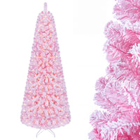 150/180/210cm Flocked Fir Christmas Tree with 432/570/738 Full Branch Tips and Warm White LED Lights
