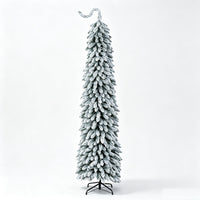150/180/210cm Pre-Lit Artificial Christmas Tree with Bendable Top Hinges and Snow Flock
