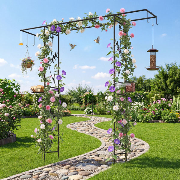 213 cm Garden Arch Feeding Station Heavy-duty Arch Trellis