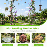 213 cm Garden Arch Feeding Station Heavy-duty Arch Trellis