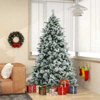215 cm Artificial Xmas Tree with Pine Needles and LED Lights