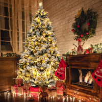 215 cm Artificial Xmas Tree with Pine Needles and LED Lights