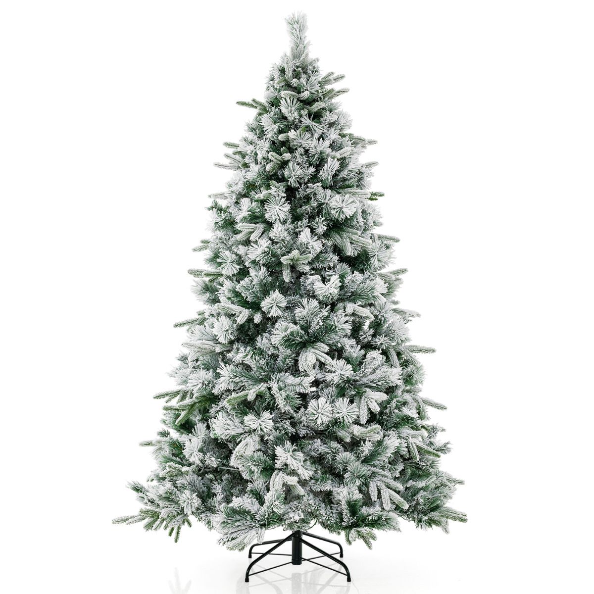 215 cm Artificial Xmas Tree with Pine Needles and LED Lights