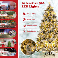 215 cm Artificial Xmas Tree with Pine Needles and LED Lights