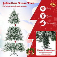 215 cm Artificial Xmas Tree with Pine Needles and LED Lights