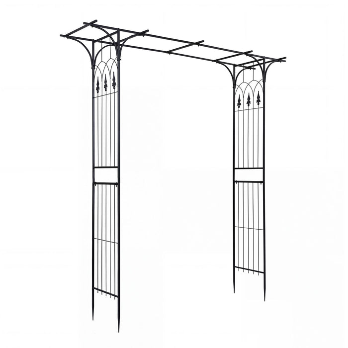 215cm Arch Trellis Garden Arbor w/ Extended Roof for Climbing Plants Roses Vines Wedding
